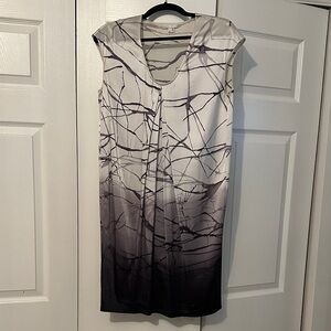 Vince Black and White Abstract Midi Dress